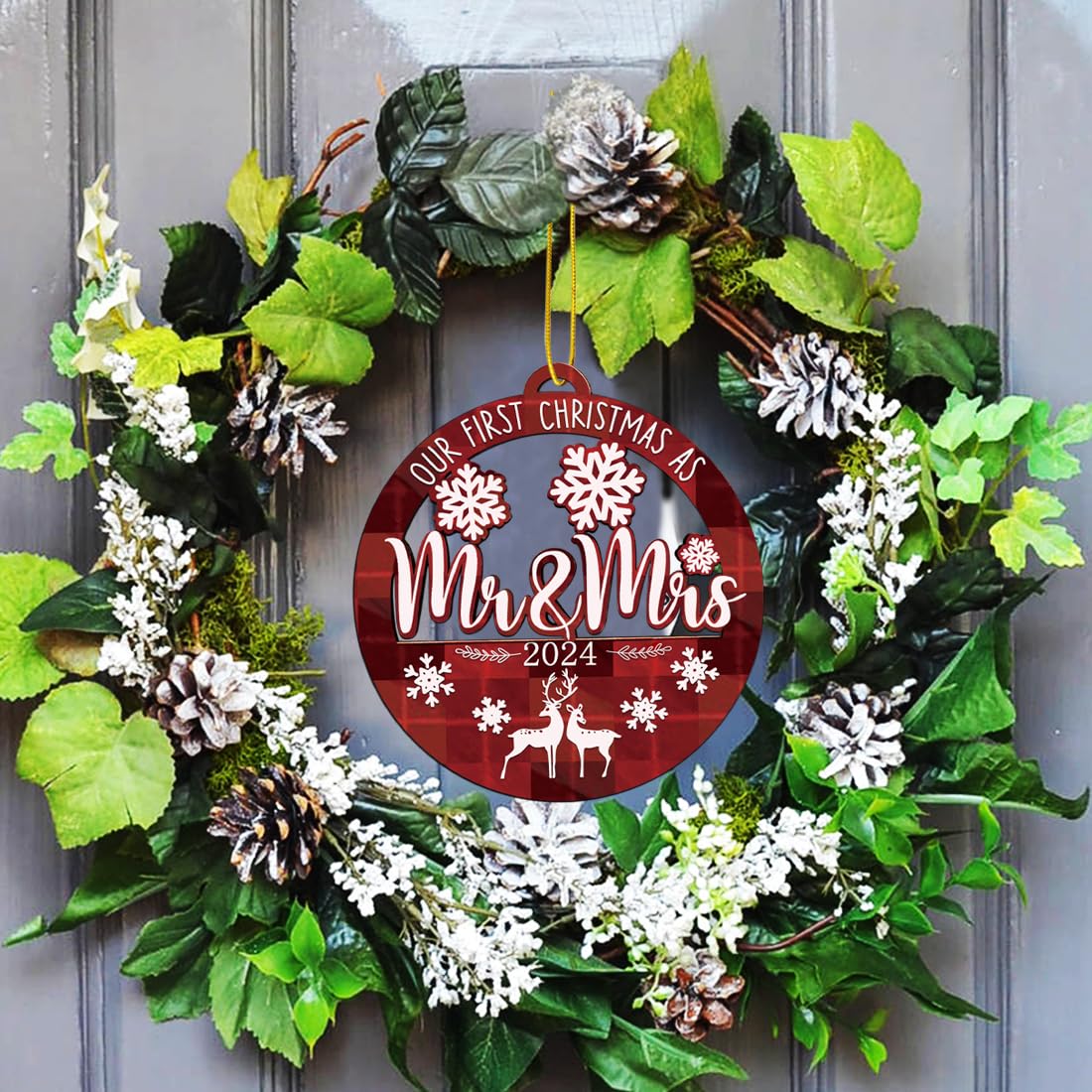 First Christmas Married Ornament 2024, Our First Christmas As Mr and Mrs Ornamen, Just Married Ornaments - Bridal Shower Gift, Wedding Gifts for Couples, Newlywed Gift