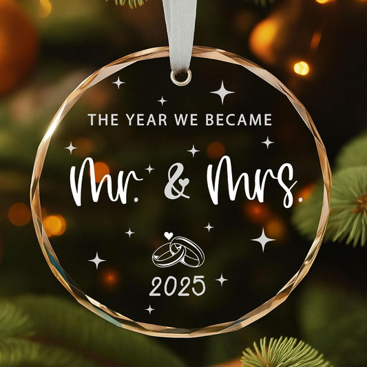 The year we became MR and MRS 2025 ornament, Newlywed Xmas Ornament