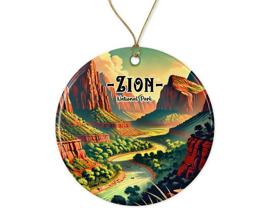 Zion Keepsake - National Park Ornament - Utah Vacation Ceramic Ornament - Zion Travel Ornament - Zion Memorable Ornament Printed on Both Sides