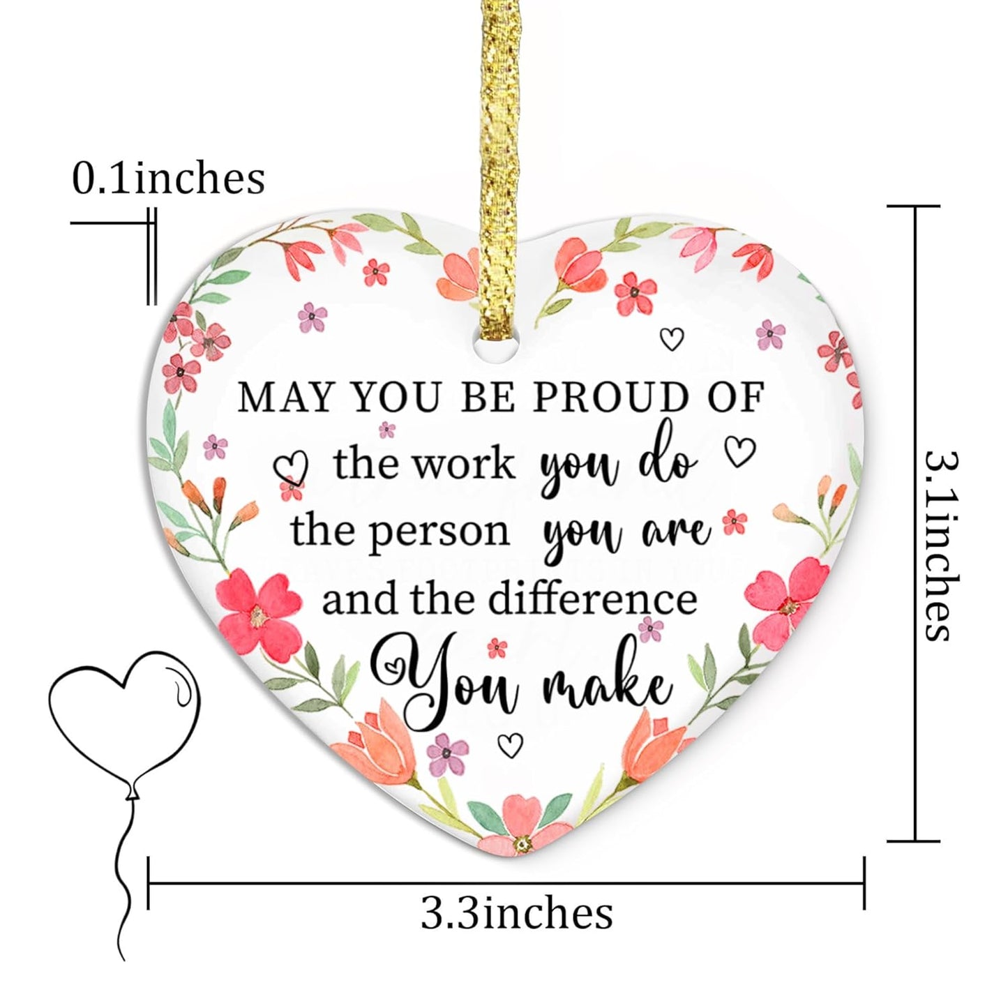 May You Be Pround of The Work That You Do Ornament - Thank You, Appreciation Gift for Coworker - Christmas, Farewell, Goodbye, Leaving Job, Going Away Gift Coworker - Ceramic Christmas Decor
