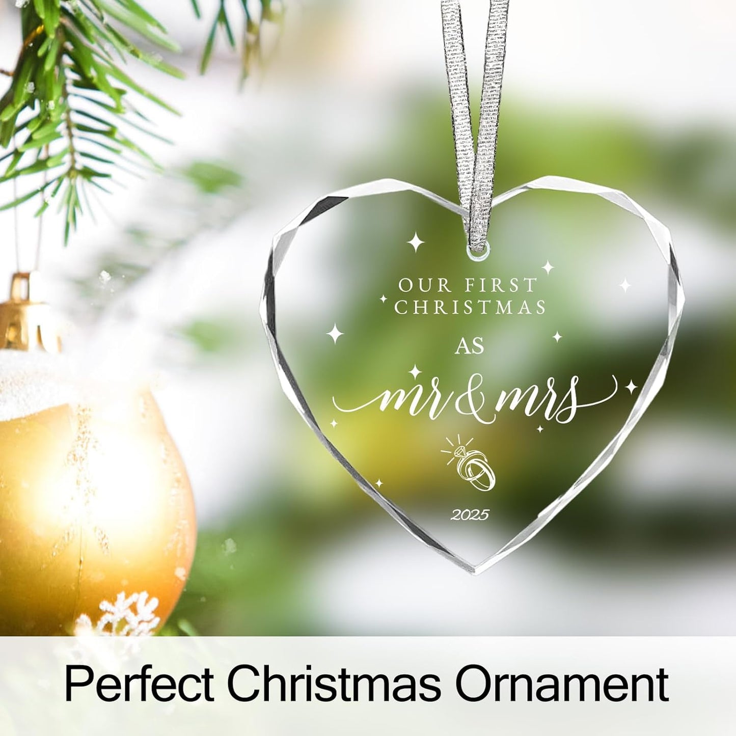 Wedding Gifts for Couple 2025 First Christmas Married Ornament, Mr and Mrs Gifts,Just Married Gifts,Bridal Shower Gifts, 3inch First Year Married Christmas Ornament 2025