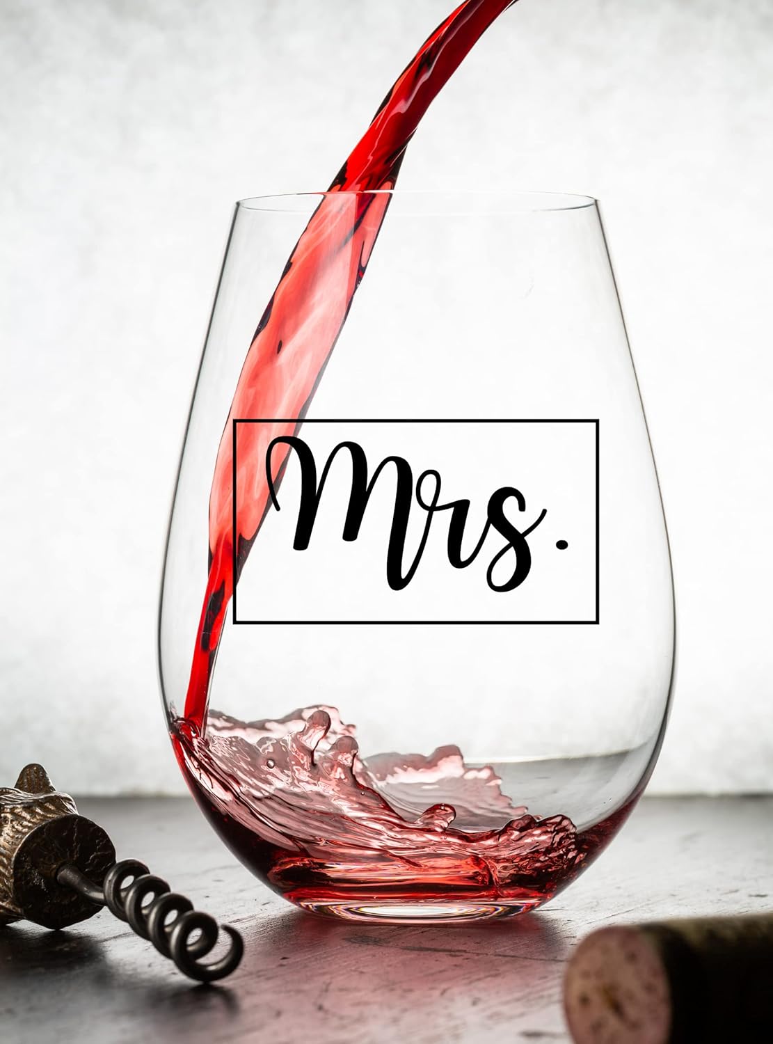 COOL AF Mr and Mrs Whiskey and Wine Glass Gift Set - Wedding & Engagement Gift for Couples and Newlyweds - Husband and Wife