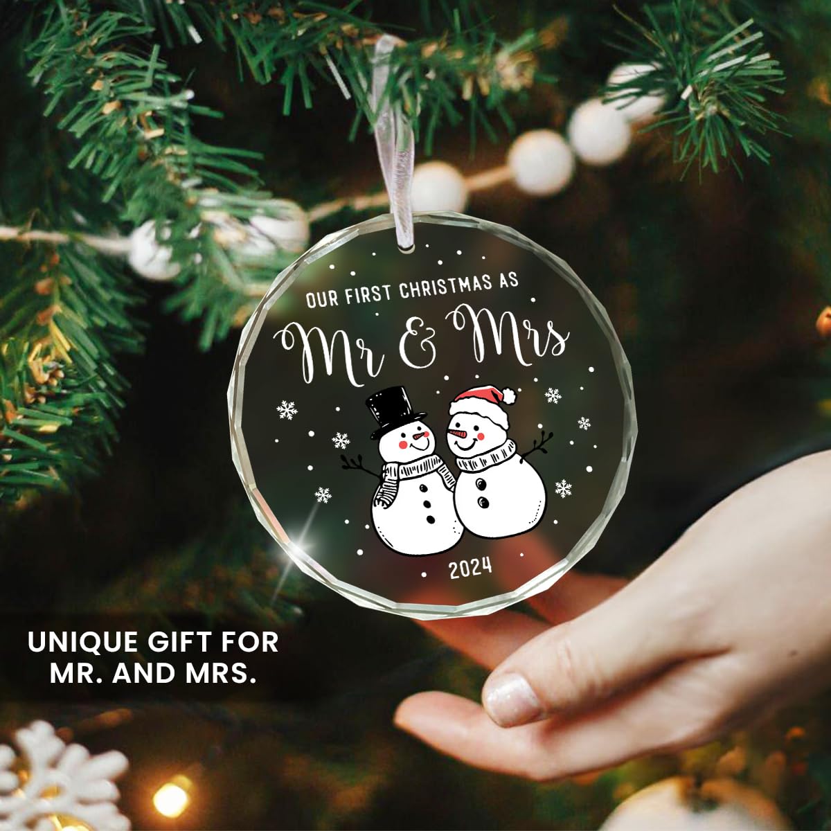 Our First Christmas Together Ornament 2025 - Wedding Gifts for Couples Unique, Newlywed Gift for Couples 2025, Mr and Mrs Gifts, Bridal Shower Gift, 1st Christmas Married Glass Ornament