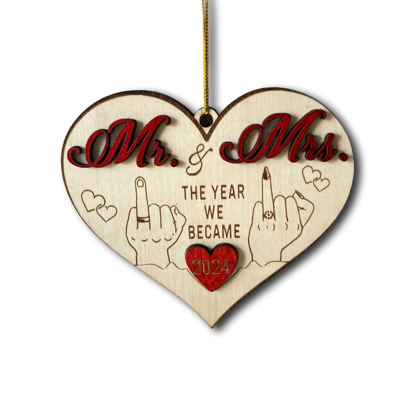 Mr and Mrs 2024 Gifts - Wedding Gifts for Couples 2024, Wedding Gifts for Couple, Wedding Gifts for Bride - First Christmas Married Ornament 2024 - Easily Add Personal Name with Marker (Not Included)