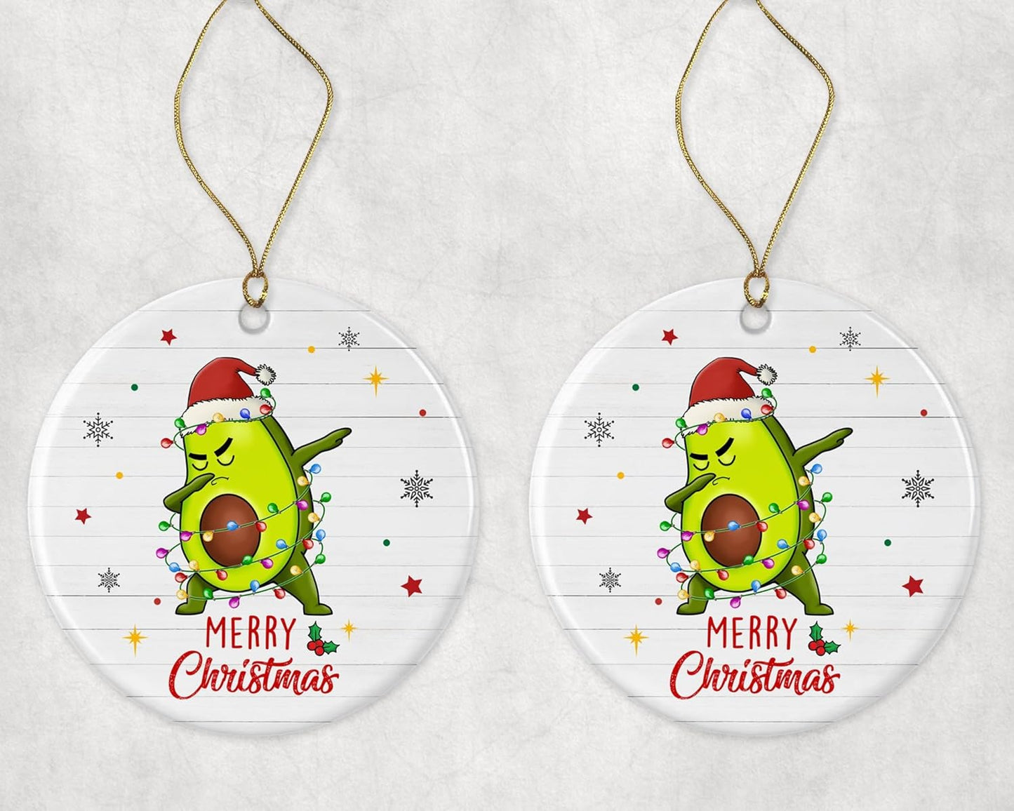 Merry Christmas Avocado Ornament, 2023 Christmas Ornament, Avocado Christmas Light Ornament, Kids Christmas Ornament, Animal Christmas Ornament Printed on One Side