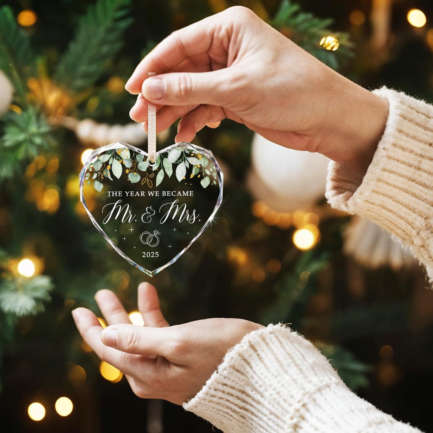 Wedding Gifts for Couples 2025 - Mr and Mrs Gifts - Wedding Gift Ideas for Newly Wed Couple, Bride, Bridal Shower, Future Mr & Mrs - Just Married Glass Ornament 2025, 1st Married Decorations