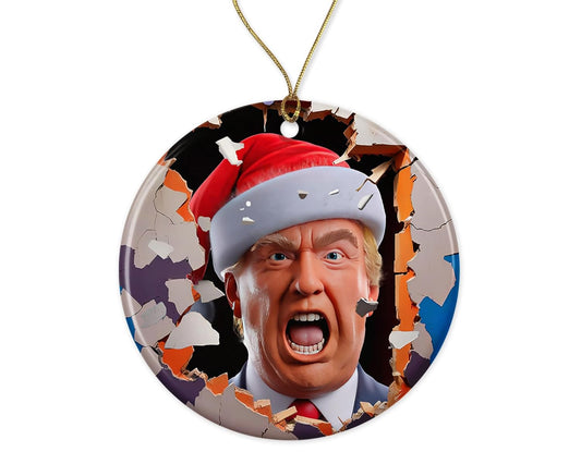 3D Effect Trump Ornament - Trump Santa Christmas Ornament - Breakthrough Trump Ornament - Holiday Decoration - Ceramic Ornament Printed on Both Sides