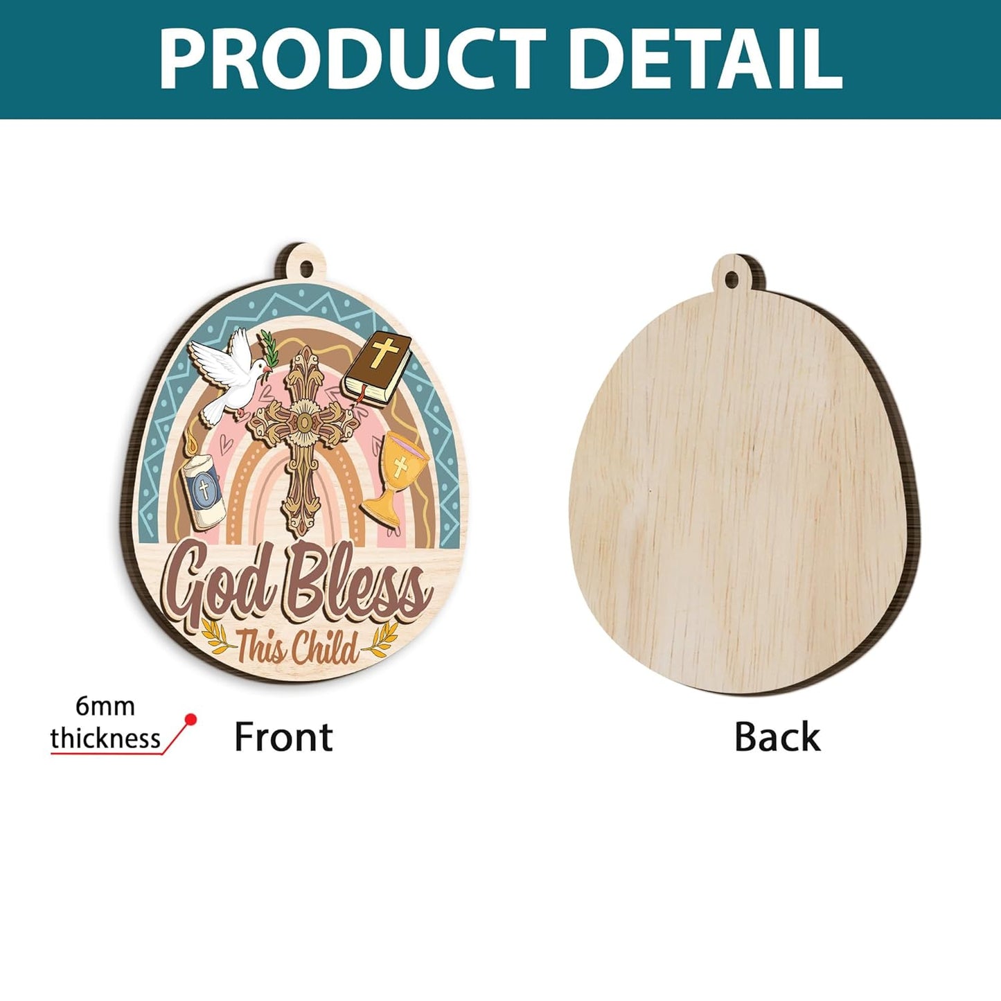 God Bless Christening Ornament, First Communion Ornament, First Communion Ornament Gift for Boys and Girls, Godchild Gift, God Bless Ornament