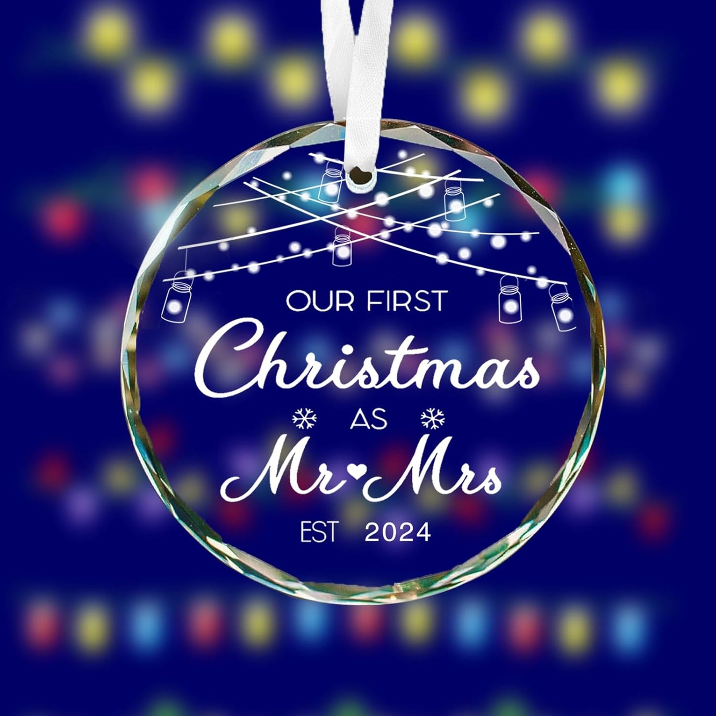 Wedding Gift First Christmas Married Ornament 2024 Mr and Mrs Gift for Newlyweds Couple 2024 Personalized Bridal Shower Gifts Our First Christmas 2024