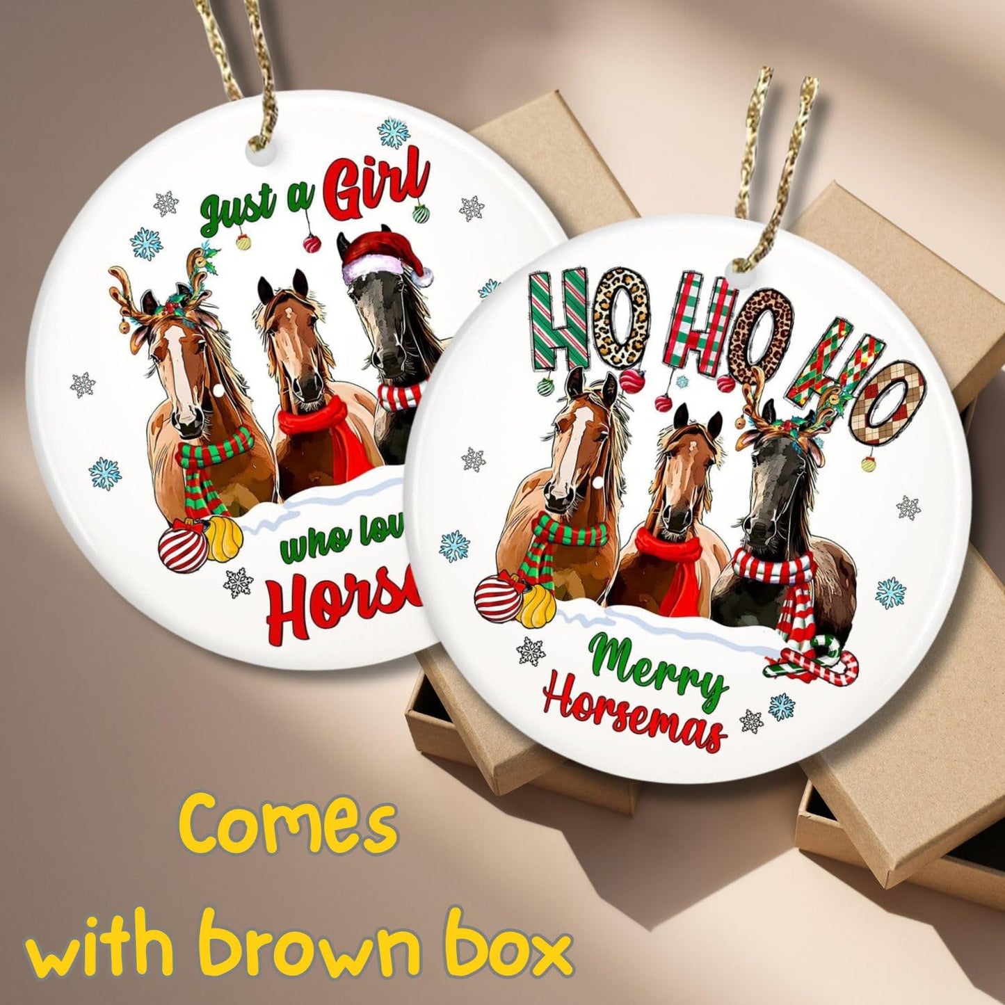 Horse Christmas Ornament 2024, Ornaments for Horse Lovers, Horses Ornament, Christmas Horse Family Ornament, Horse Farm Christmas Ornament, Horse Riding Ornament for Riders, HO HO HO Merry Horsemas