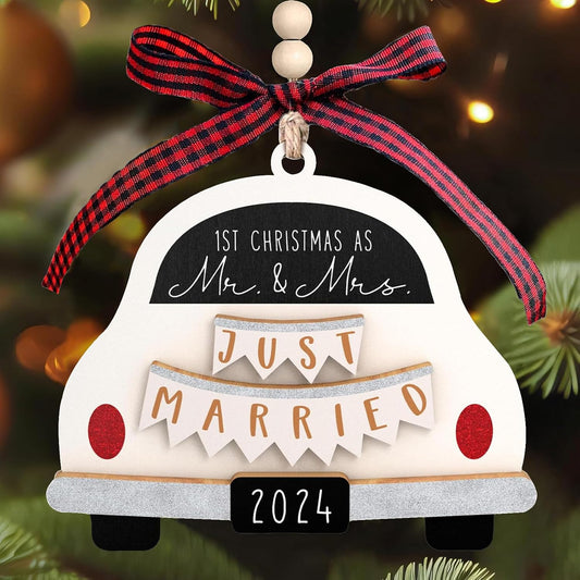 Wedding Gifts for Couple 2024, First Christmas Married Ornament, Our First Christmas As Mr and Mrs Christmas Ornament, Bridal Shower Gifts, Wedding Gift for Bride