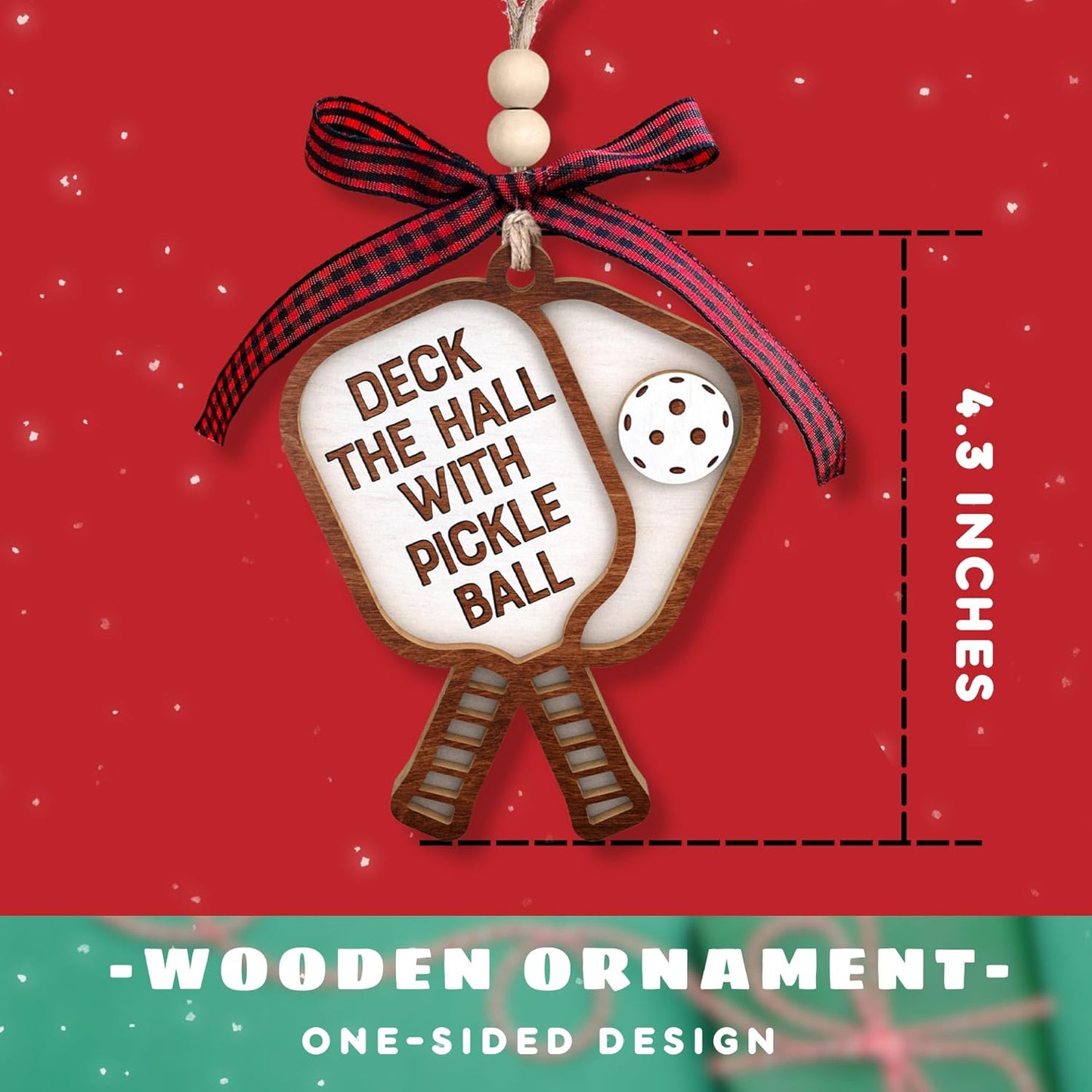 Pickleball Ornament - Pickleball Gifts for Women, Men - Wood Christmas Ornament 2024