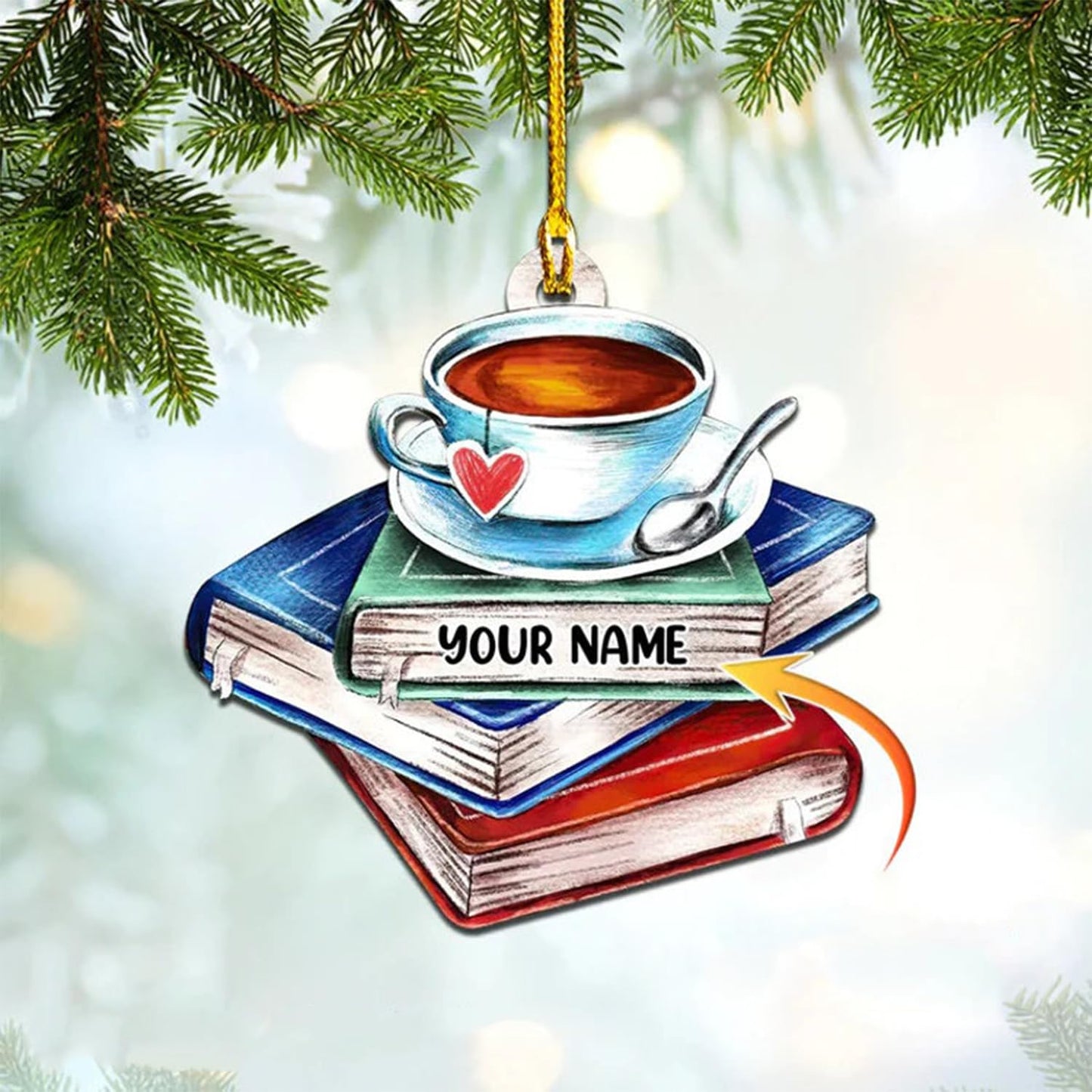 Lovely POD Books Ornament, Book Lovers Ornament, Gift for Her Librarian, Reading Book Christmas Ornament, Lover Bookworm Gift, Books Stacked Ornament, Book Club Ornament, Book Lover Gifts 11