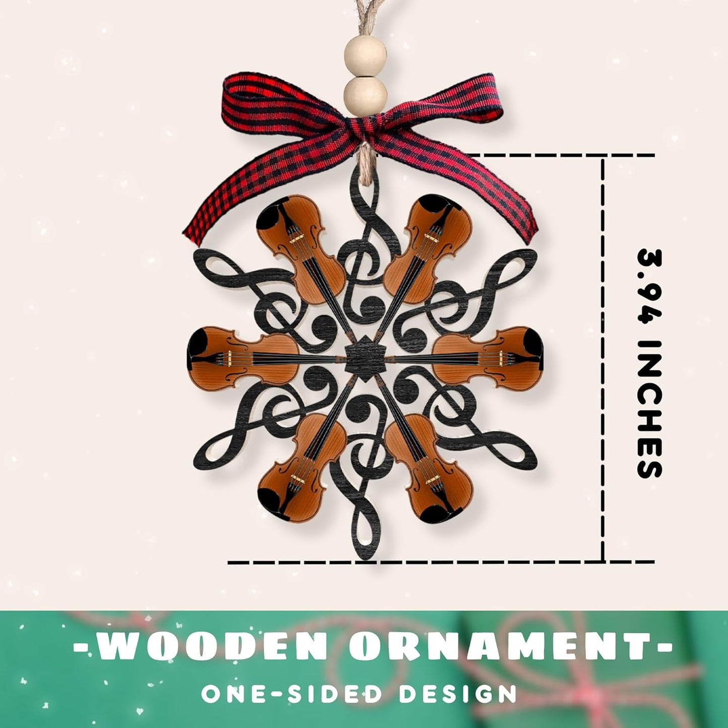 Violin Ornaments - Violin Gifts for Girls, Women, Men, Player, Teacher - Wood Xmas Ornament