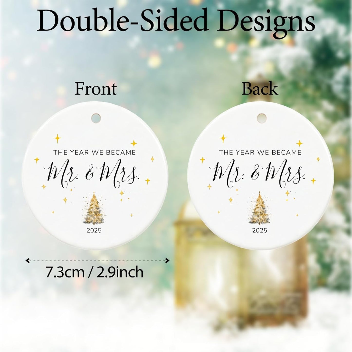 Just Married Gifts First Christmas Married Ornament 2025,1st Christmas Married Ornament 2025, Mr and Mrs Gifts for Newlyweds, 2.9" Ceramic First Year Married Christmas Ornament 2025