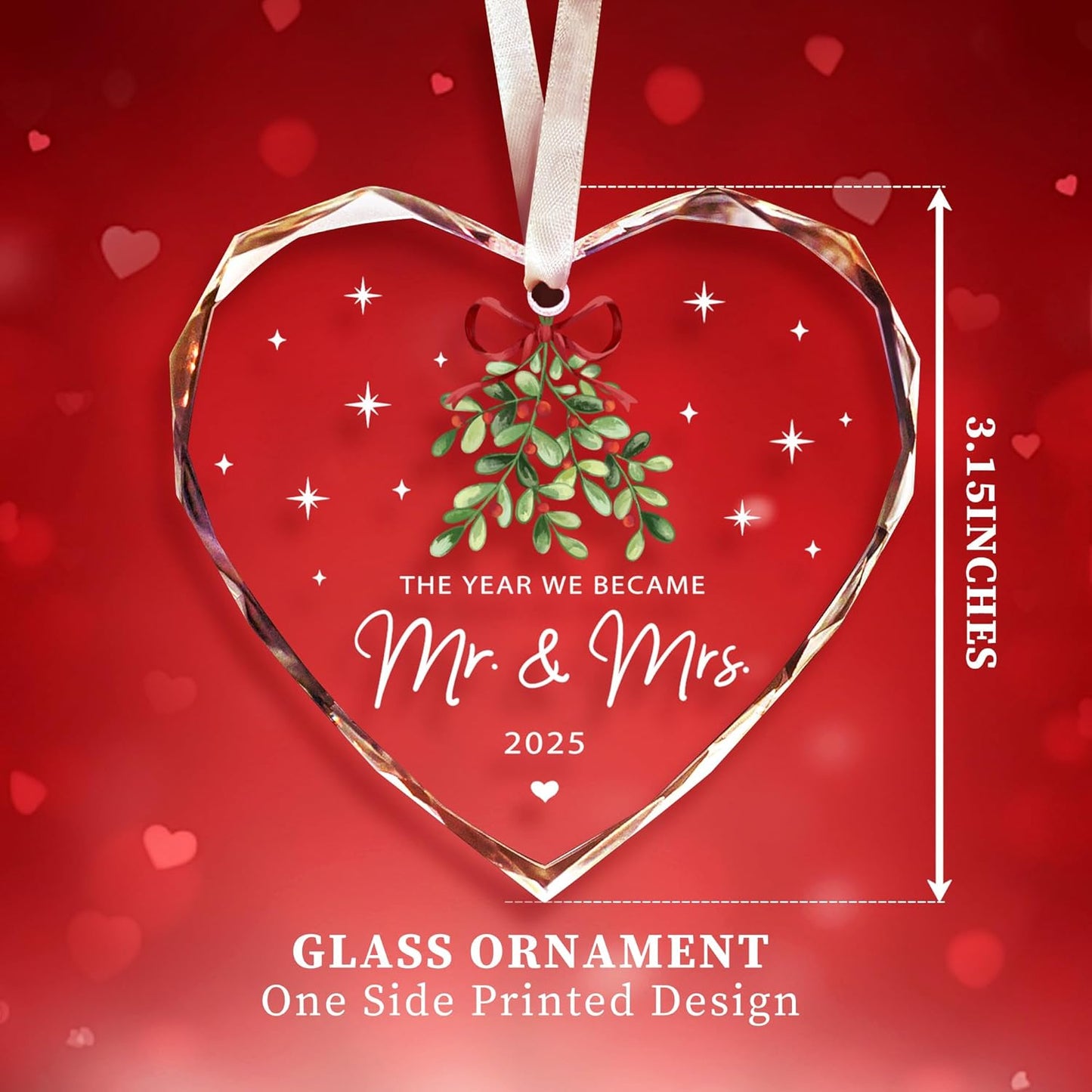 Wedding Gifts, Mr & Mrs Ornament 2025, Hanging Ornament, Glass, Traditional, Just Married Gift for Newlywed Couple