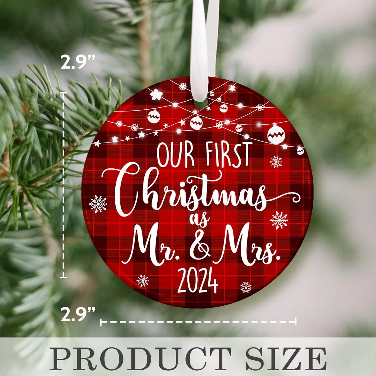 Our First Christmas as Mr & Mrs Ornament 2024, 1st Christmas Married Ornaments, Wedding Gifts for Couple - Bride & Groom, Newlywed Gift - Ceramic Ornaments