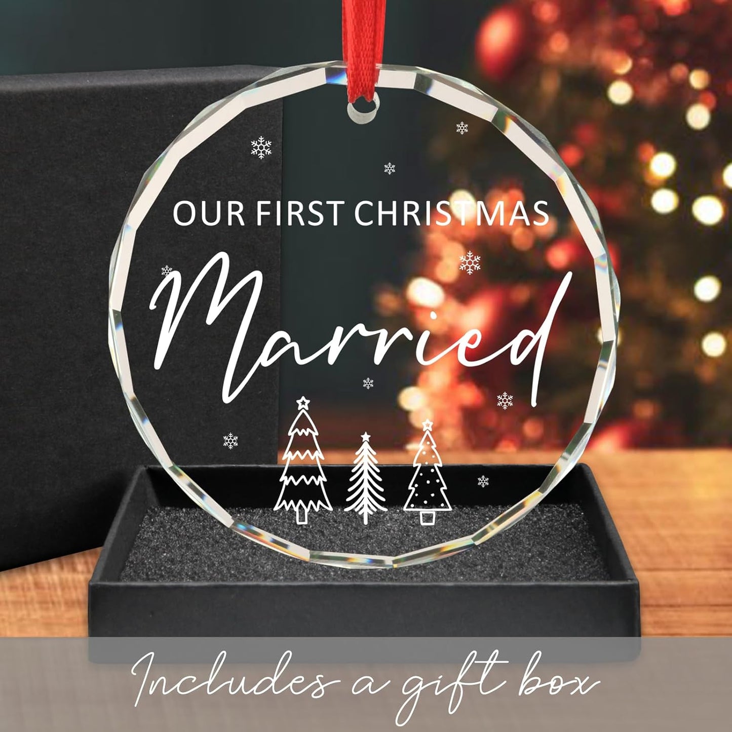 Wedding Gifts for Couple Our First Christmas Married Mr and Mrs Gift Newly Wed Gifts for The Couple Just Married Gift Christmas Tree Decoration Glass Round Ornament