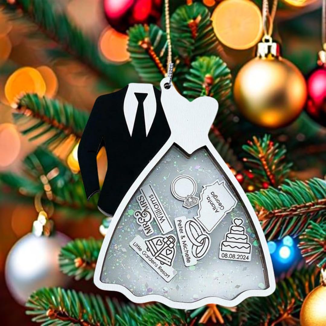 First Christmas Married Ornament 2024, First Christmas Married Ornaments Future Mr and Mrs Gifts, Wedding Gifts, 1st Just Married Bridal Shower, Wedding Ornament, Bride and Groom Shaker Ornament