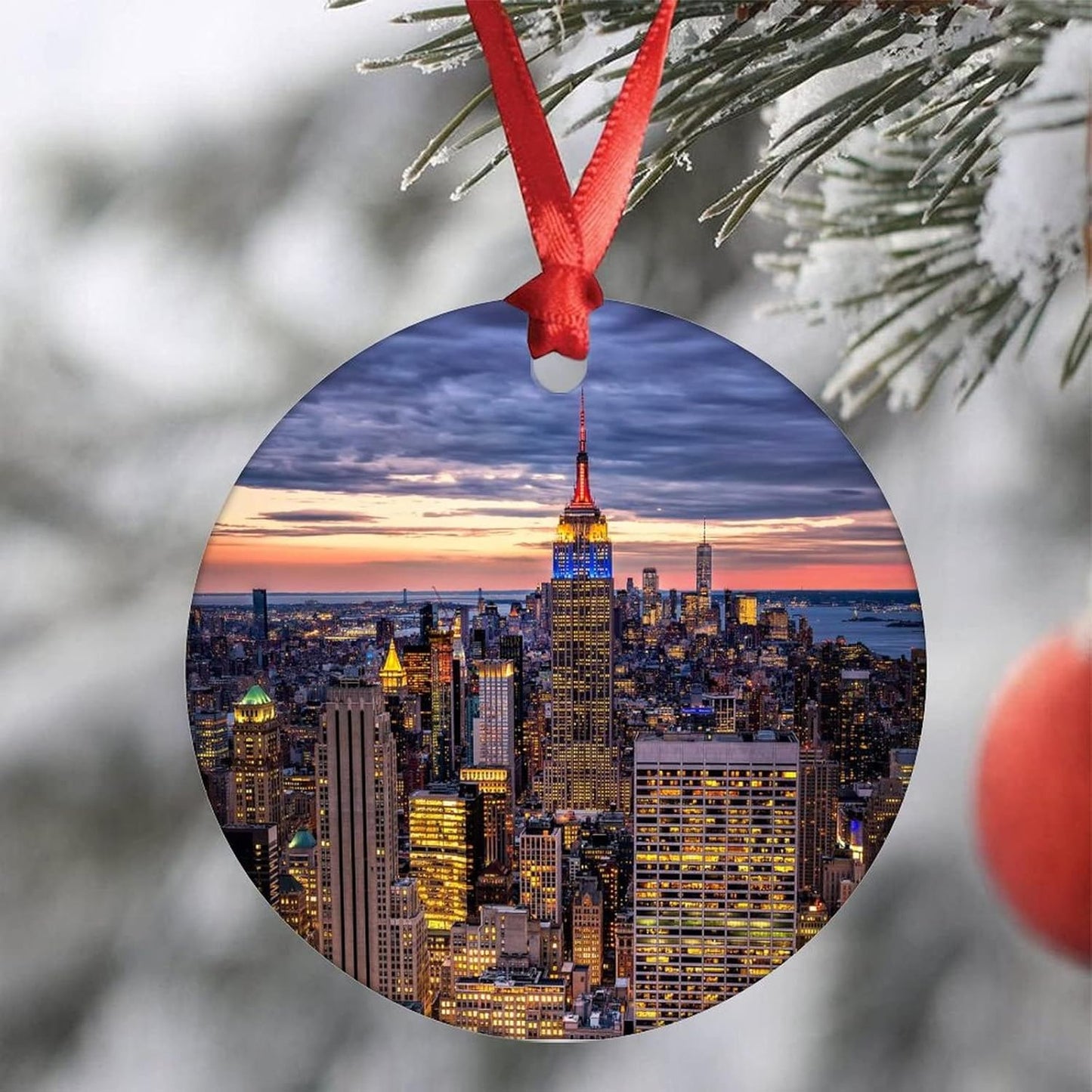 Christmas Ornament 2023 New York Rockefeller Center Ceramic Christmas Ornament Christmas Tree Ornament Hanging Ornament Xmas Gift