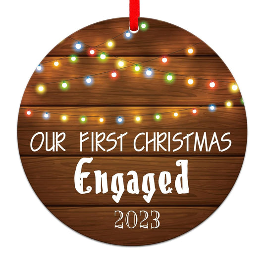 SICOHOME Our First Christmas Engaged Ornament 2023-3" Couple Ornament First Christmas Married Wedding Ornament Mr & Mrs Newlywed Christmas Ornament