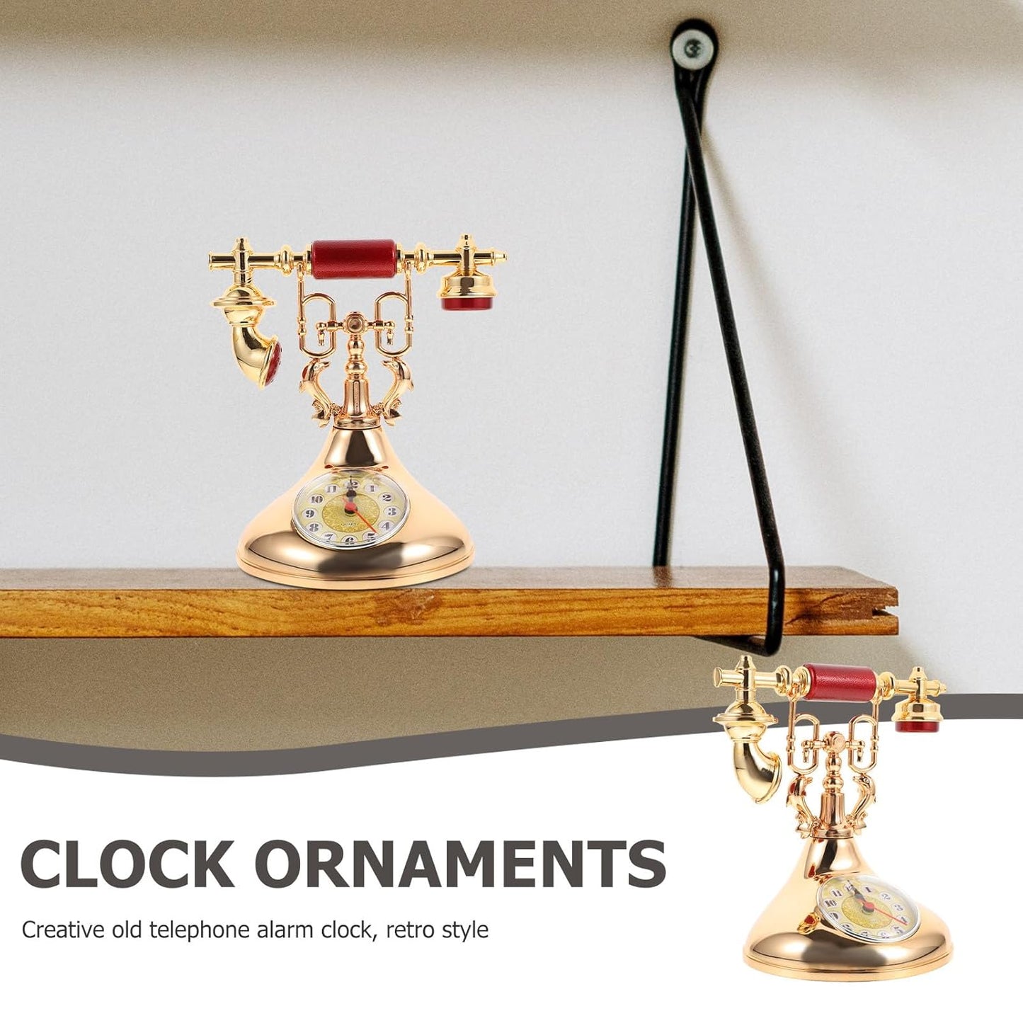 Garneck Telephone Clock Desk Clock Home Clock Ornament Desktop Clock Adorn Delicate Clock Ornament Chic Clock Ornament Clock Adornment Artistic Clock Ornament Desktop Decor Home Ornament
