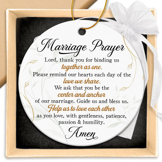 ZAGKOO Christian Wedding Gifts for Couple 2025 - Marriage Prayer Religious Wedding Gift for Newlyweds, Married Couples Anniversary, Bride, Groom - Mr & Mrs Decor, Bridal Shower Gift - Ceramic Ornament