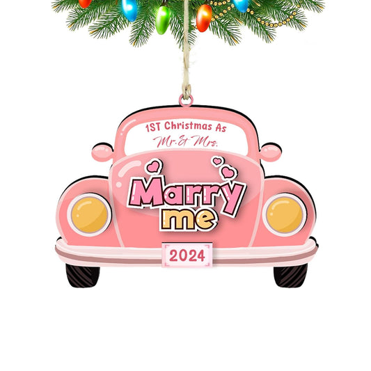 First Christmas Married Ornament 2024 - Mr and Mrs Wedding Gifts, Wooden Christmas Ornaments for Couples, Bridal Shower Gifts, Just Married Gifts, Ideal Wedding Keepsake for Newlyweds (Marry Me 2024)