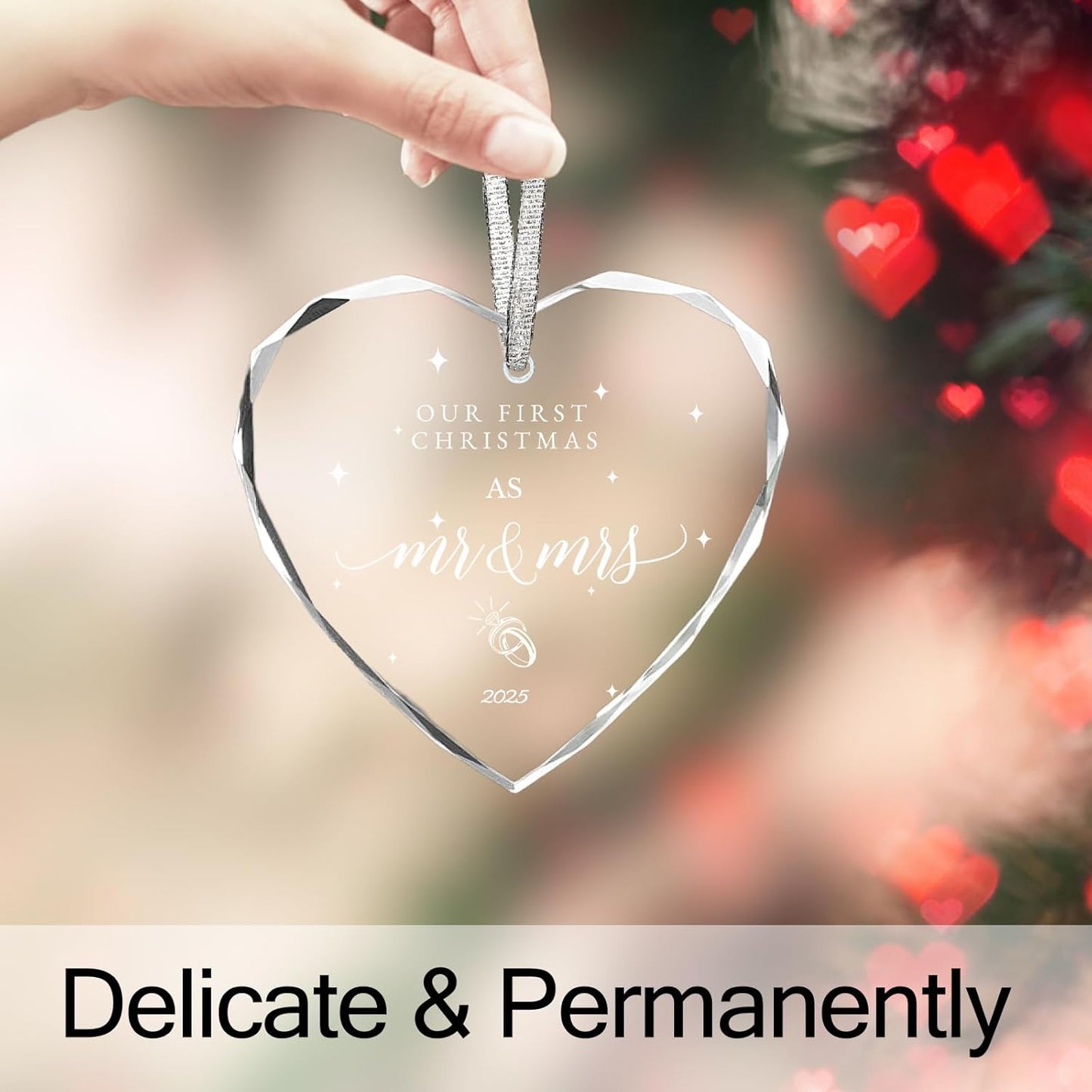 Wedding Gifts for Couple 2025 First Christmas Married Ornament, Mr and Mrs Gifts,Just Married Gifts,Bridal Shower Gifts, 3inch First Year Married Christmas Ornament 2025