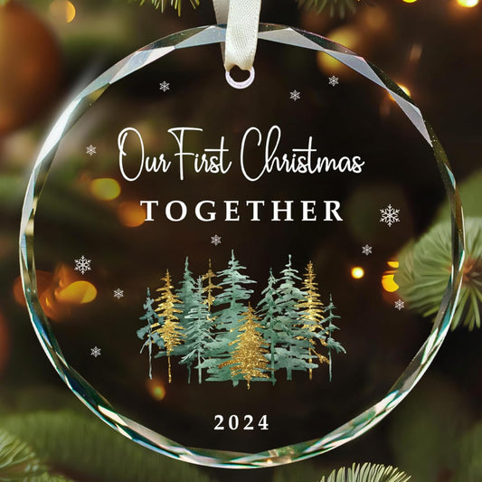 Our First Christmas Together - Mr & Mrs Gift: Glass Ornament for Newlyweds