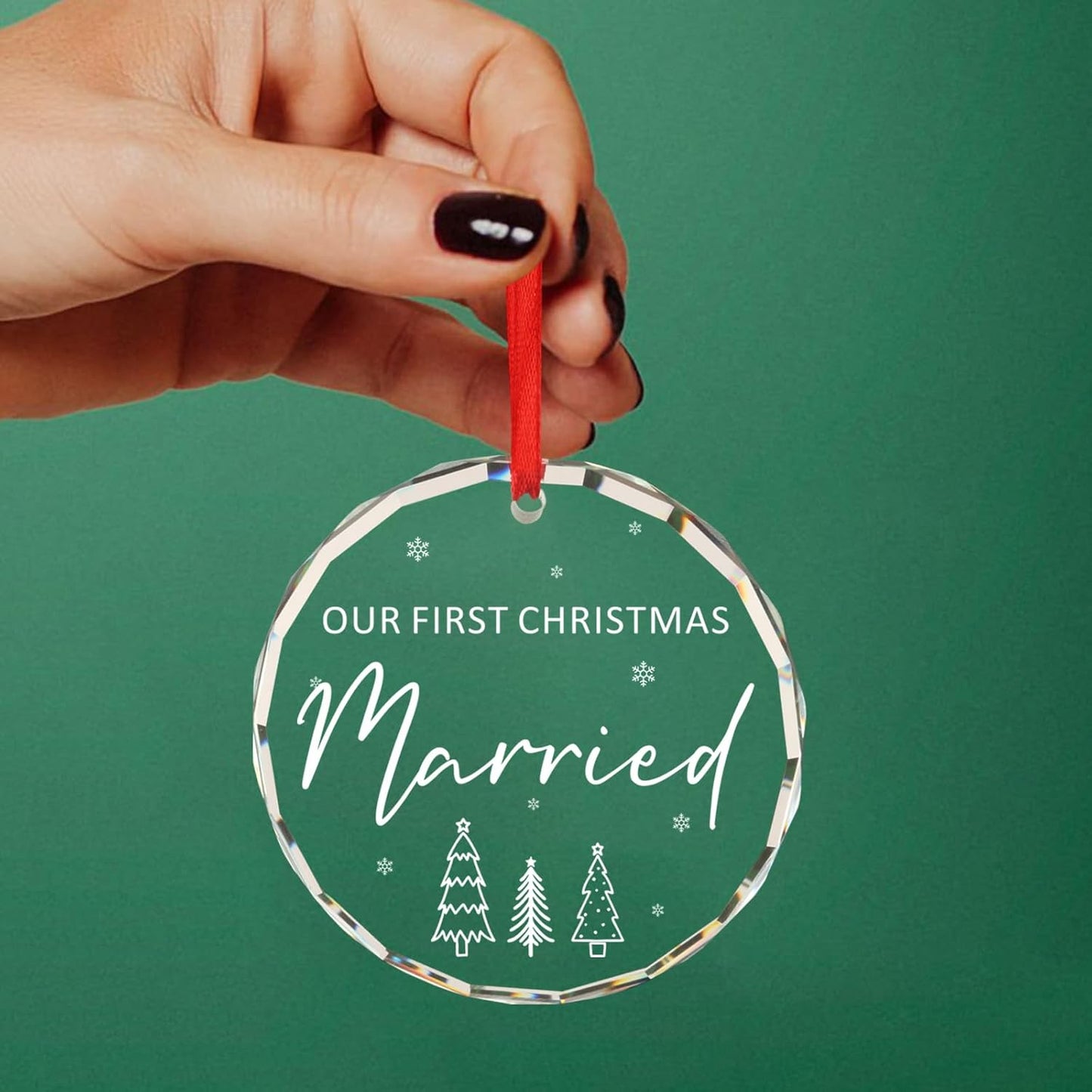 Wedding Gifts for Couple Our First Christmas Married Mr and Mrs Gift Newly Wed Gifts for The Couple Just Married Gift Christmas Tree Decoration Glass Round Ornament