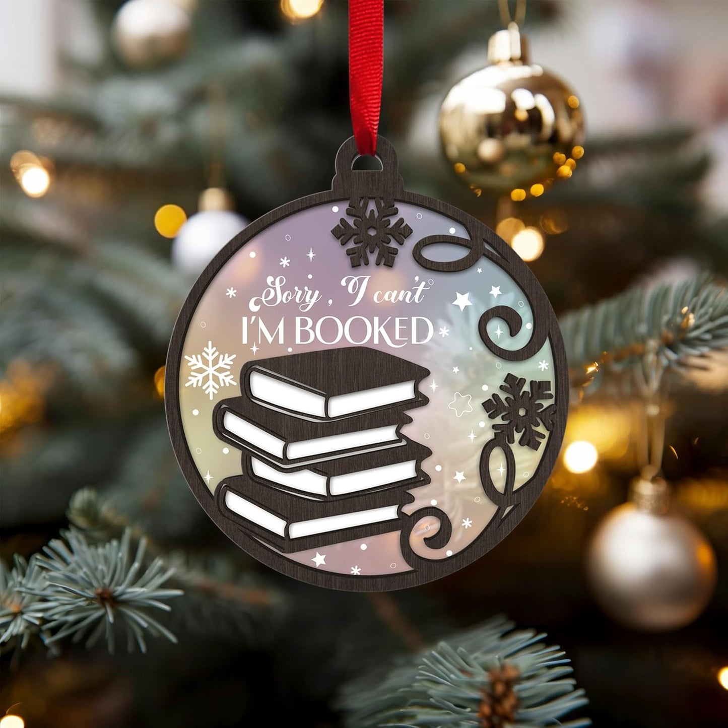 Librarian Christmas Ornament, Book Lovers Ornament, Teacher Gift