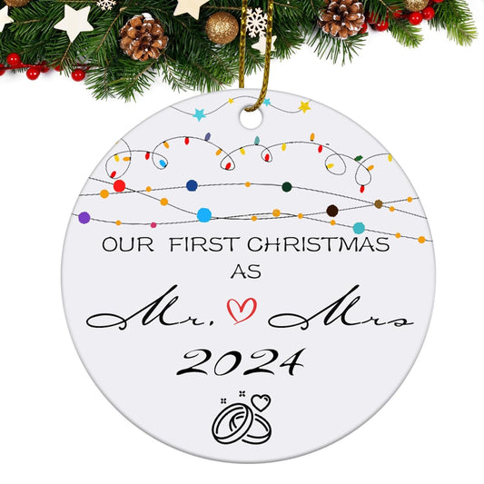 Wedding Gifts for Couples 2024, First Christmas Married Ornament 2024 Personalized Wedding Gifts Christmas Tree Ornaments, Wedding Ornament 2024 as Mr and Mrs Newly Wed Gifts for The Couple