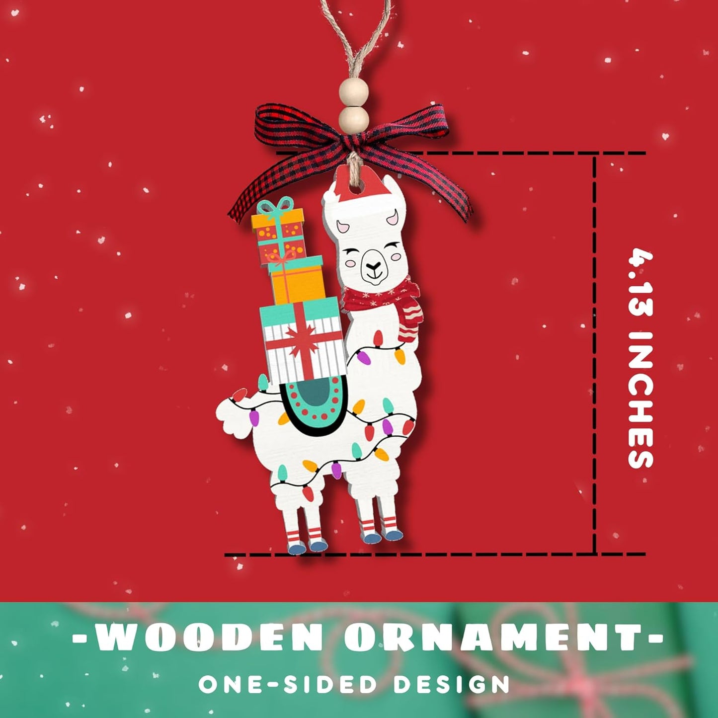 Llama Christmas Ornament - Wooden Farm Animal Ornament for Tree, Llama Lovers Gift