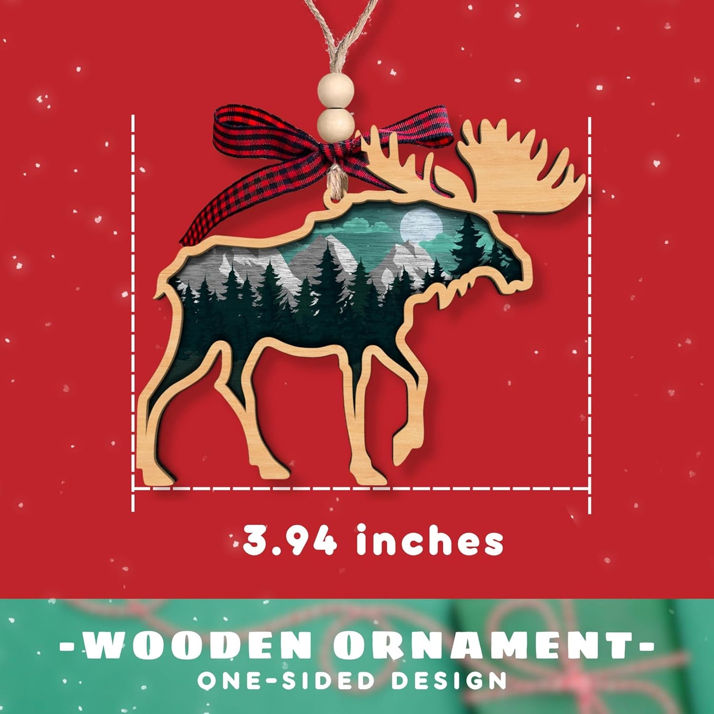 Moose Ornament - Moose Ornaments for Christmas Tree - Gifts for Christmas, Lovers Gifts - Wood Ornament