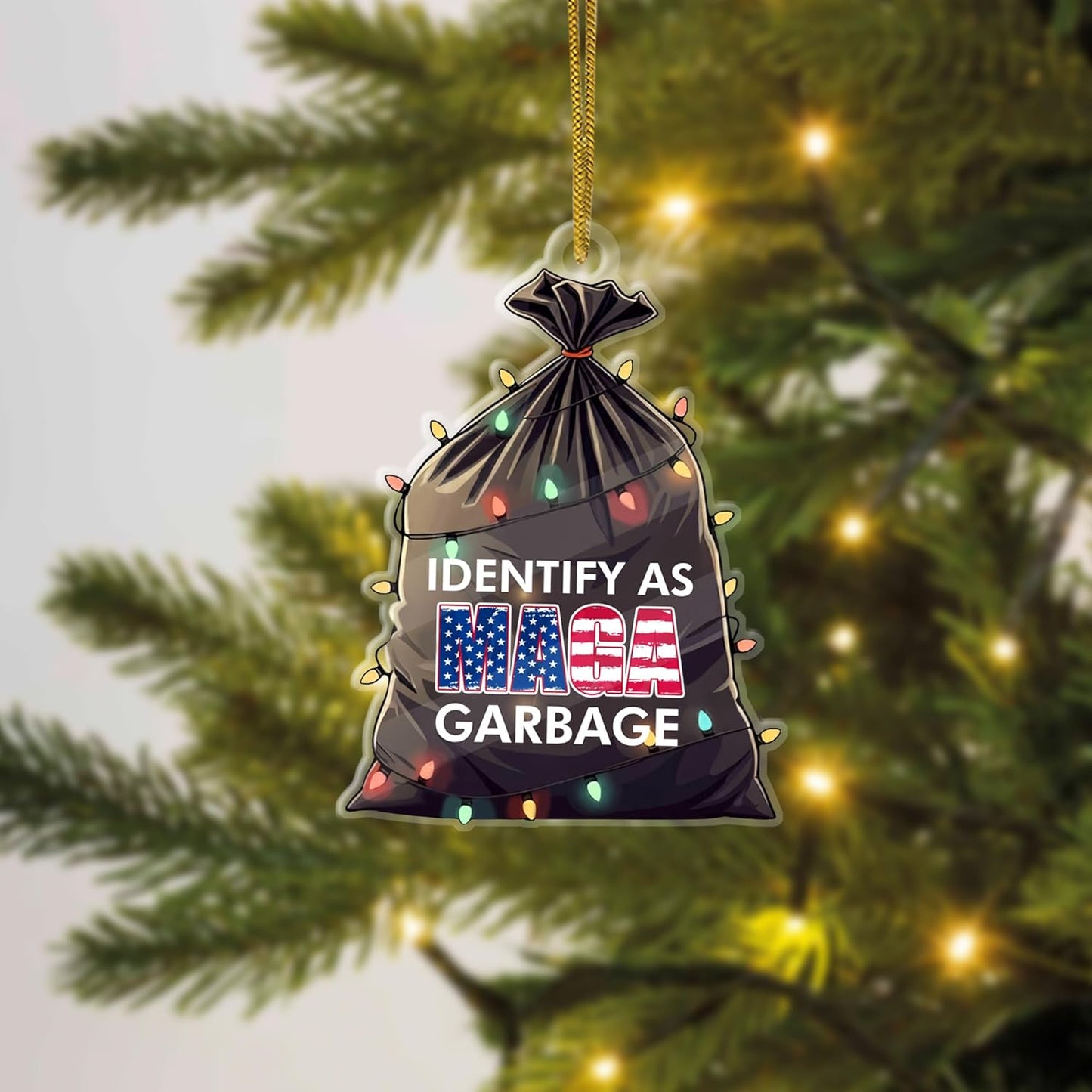 Trump Vance MAGA 2024 Trash Garbage Ornament, Trump Boards A Garbage Stay Trashy Ornament, Trump Truck Ornament, Proud to Be A Garbage Ornament, Identify As MAGA Garbage Ornament, Republican Ornament