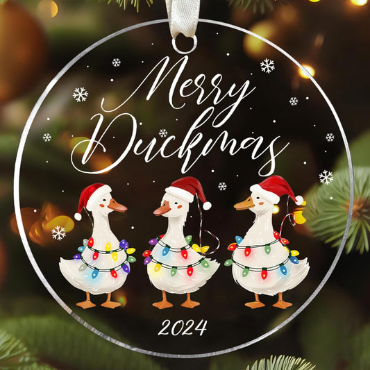 Duck Christmas Ornament - Ornament Set for Tree, Acrylic Ducks