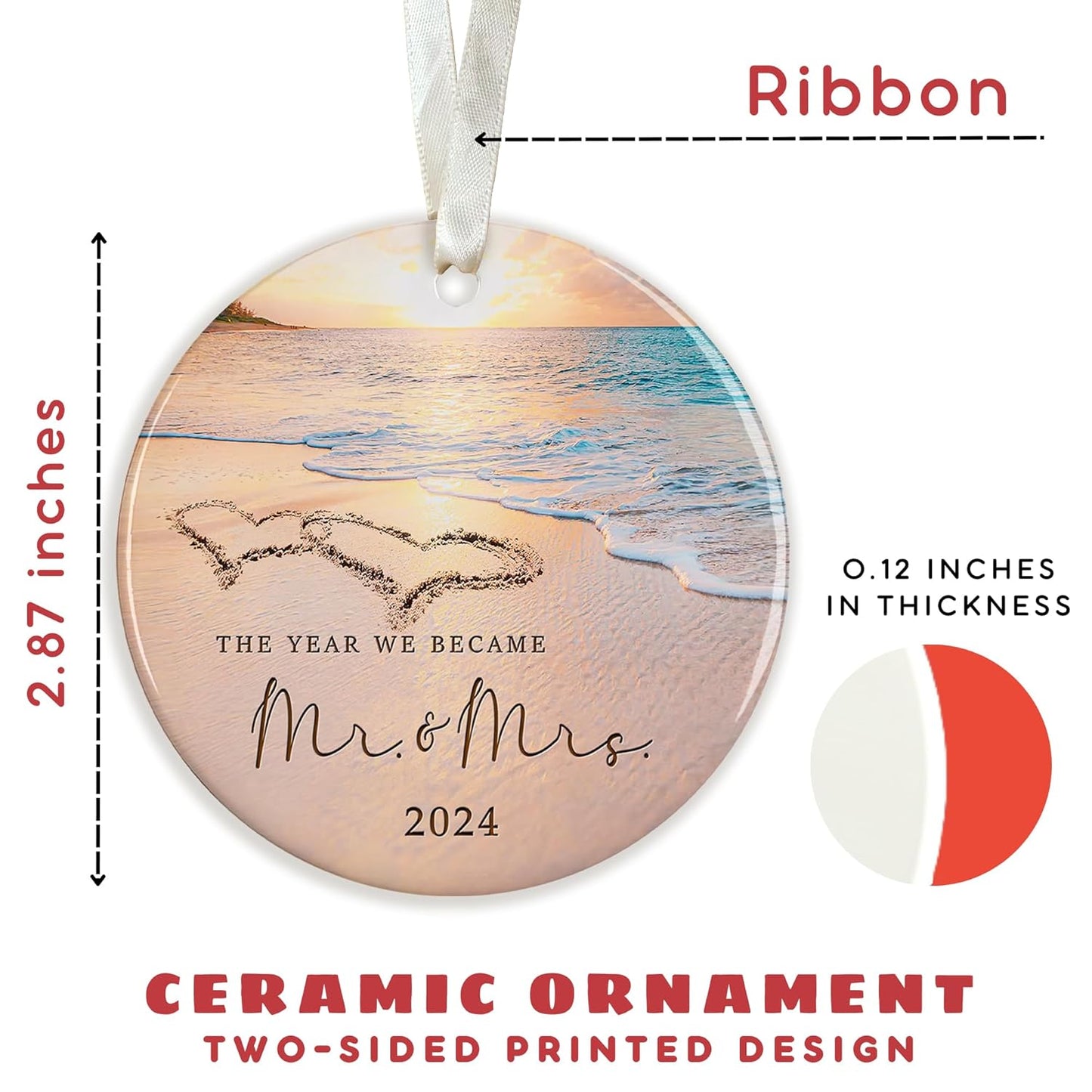 Wedding Ornaments - Mr and Mrs Ornament, 2024 Wedding Ornament - Ceramic Ornaments