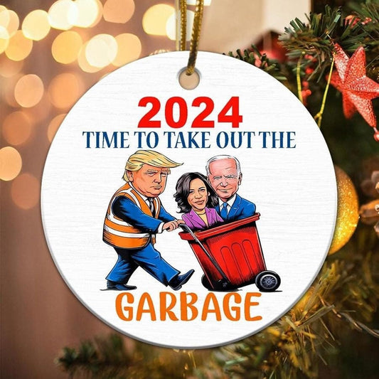 Trump 2024 Time to Take Out The Garbage Truck Ornament, 2024 Trump Ornament, Trump Garbage Truck, Trump Supporters Garbage, Proud to Be Garbage Ornament, Republican Ornament, MAGA Ornament