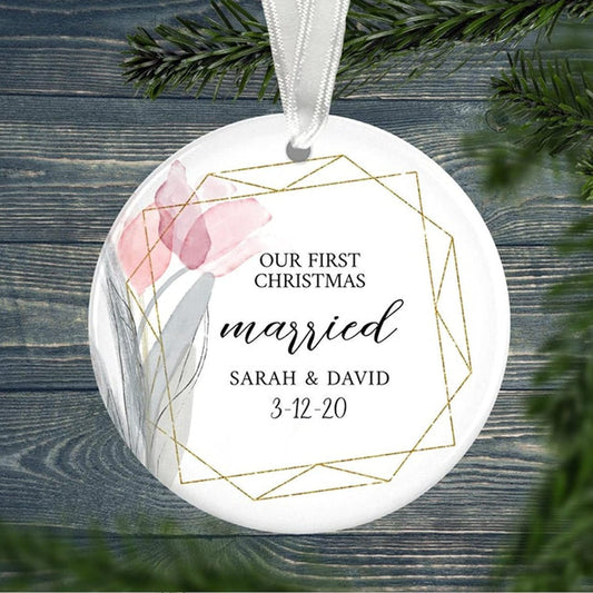 Tulip Ornament - First Married Christmas Floral Ornament - Just Married Ornament - First Married Ornament - Wedding Ornaments