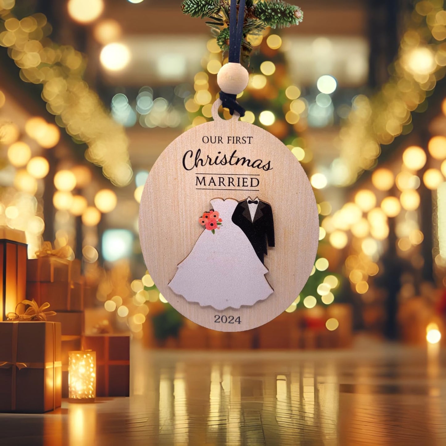 First Christmas Married Ornament 2024: Celebrate Your First Year Together, New Home Ornament 2024, Engagement and Wedding Gifts for Couples.
