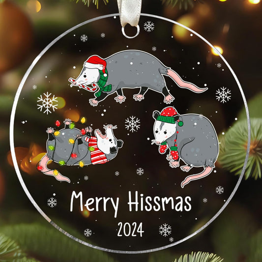 Acrylic Opossum Ornament - Christmas Opossum Gifts for Women & Men - Perfect for Tree Decorating