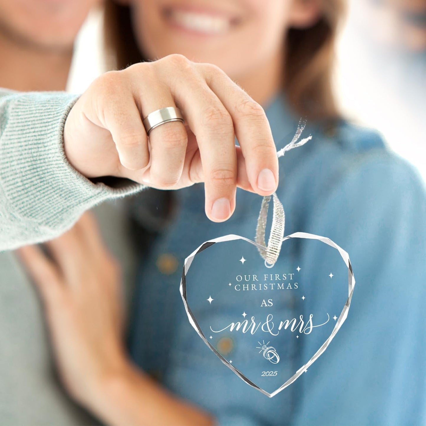 Wedding Gifts for Couple 2025 First Christmas Married Ornament, Mr and Mrs Gifts,Just Married Gifts,Bridal Shower Gifts, 3inch First Year Married Christmas Ornament 2025
