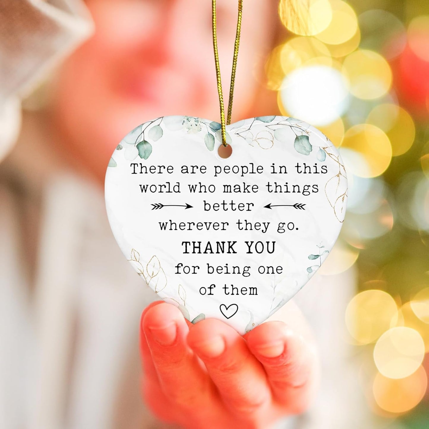 Thank You Gifts - Employee Appreciation Gifts - Retirement Gift for Woman, Men - Teacher Appreciation Gift - Ideas for Coworker, Boss - Ceramic Heart Hanging Ornament