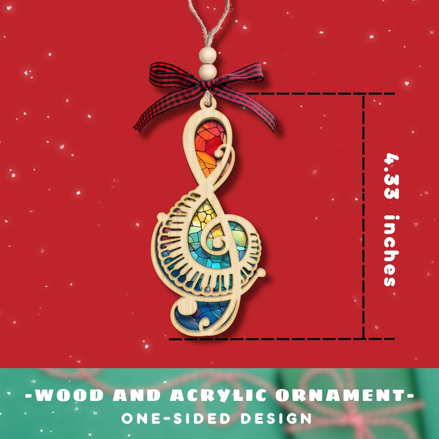 Music Note Ornament - Musical Notes Christmas Ornaments - Gifts for Music Lovers - 2 Layer Wood Acrylic Ornament 2024