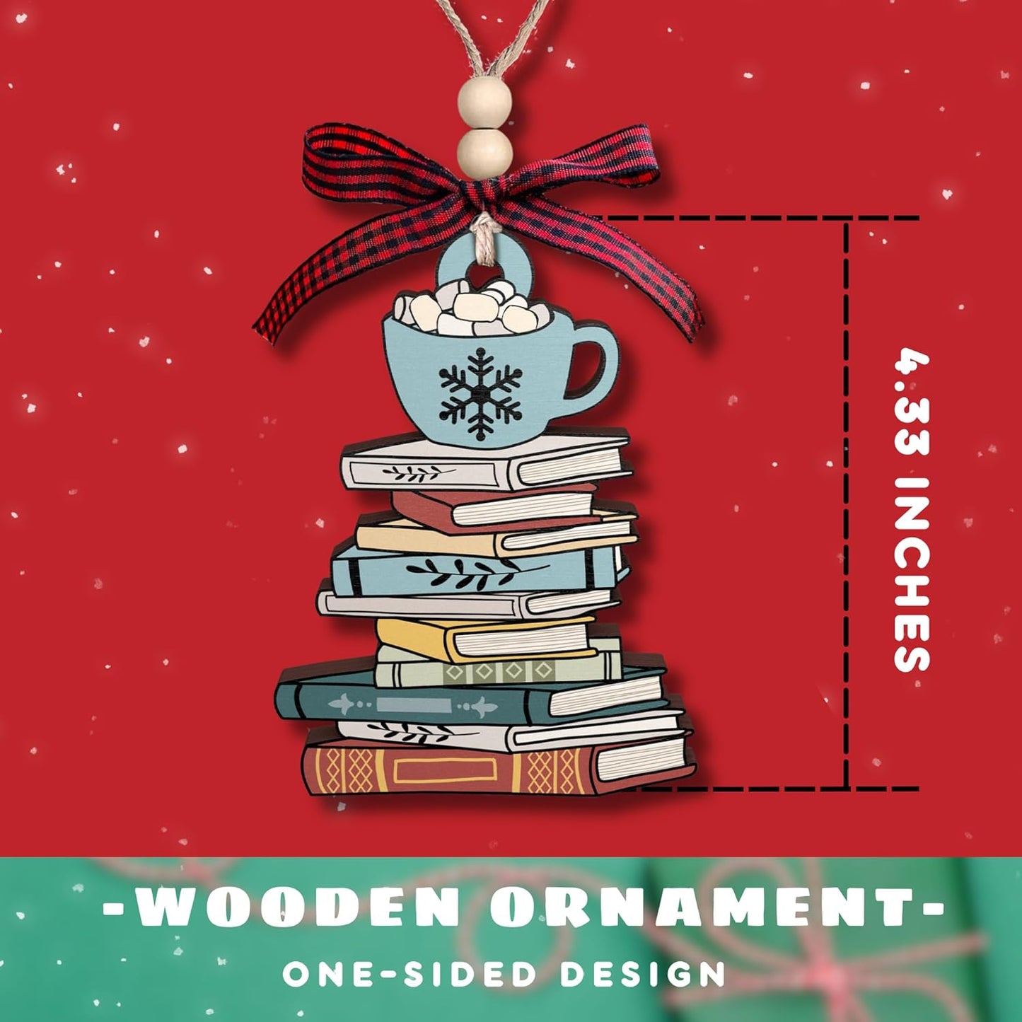 Book Lovers Gifts - Gifts for Book Lovers - Books Tree, Librarian, Nerd, Reader Ornament - Wood Christmas Ornament