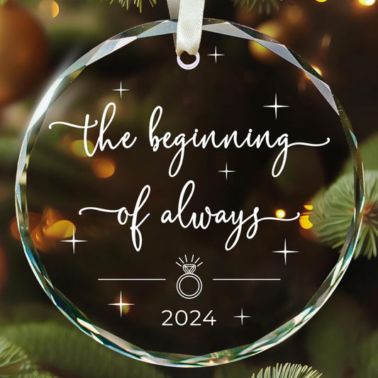 Engagement Gifts for Couples - Gifts for Newly Engaged Couples - Happy Engagement Ornament for Her, Bride, Bride to Be - Just Engaged for Her - Glass Ornament