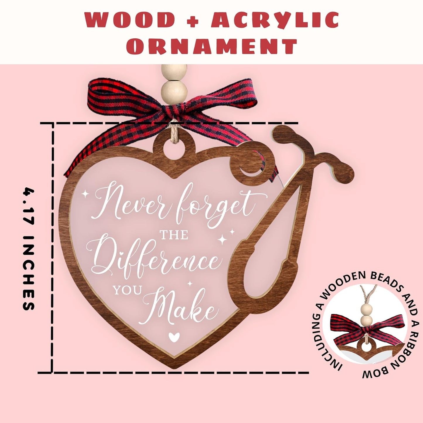 Nurse Gifts for Women - Nurses Week Gifts - Gift for Nurses - Nurse Rn Nicu Practitioner Gift for Women - Retirement, Birthday Appreciation Nursing Student Ideas - Wood Acrylic Ornament