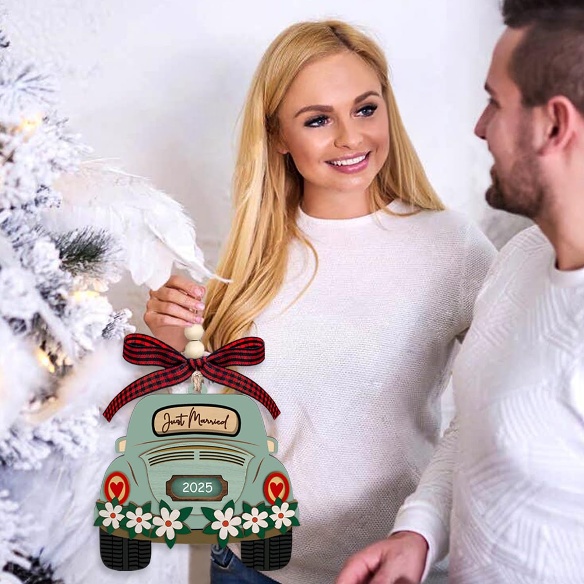 Wedding Gifts for Couples 2025, Just Married Decorations - Bridal Shower Gifts for Bride, Newly Wed Gift Ideas - First Christmas Married Ornament 2025