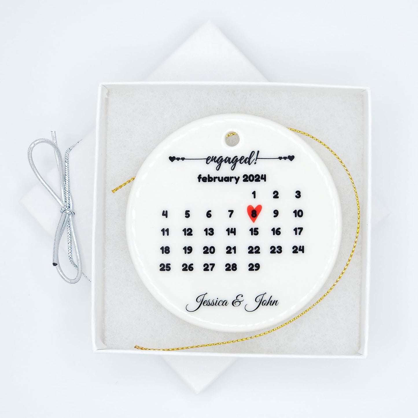 Personalized Engagement Ornament 2025 - Gift for Just Engaged Couples Celebrating Their First Christmas Engaged Together - Present for Future Mrs to Commemorate The Day She Said Yes